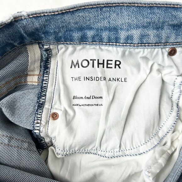 Mother The Insider Ankle Mid Rise Flare Jean Bloom And Doom Distressed Size 29 - Picture 6 of 8